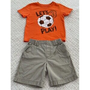 Circo Boys Shirt Shorts Matching Set,tan Shorts 4T,orange Shirt 5T(runs Small)